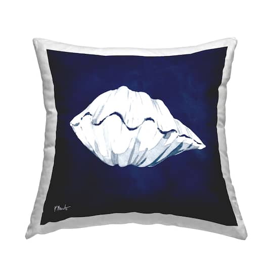Stupell Industries Aquatic Blue Clam Shell Ocean Life Throw Pillow, 18" x 18"